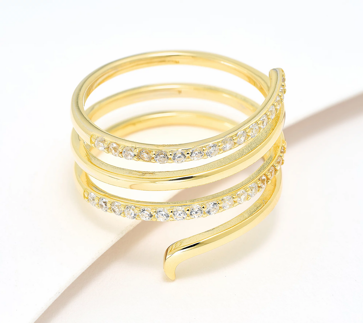 Diamonique Gold Clad Sterling Silver 4 Row Band Ring Size 8