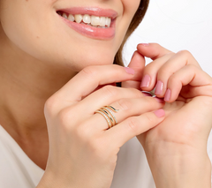 Diamonique Gold Clad Sterling Silver 4 Row Band Ring Size 8