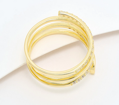 Diamonique Gold Clad Sterling Silver 4 Row Band Ring Size 8