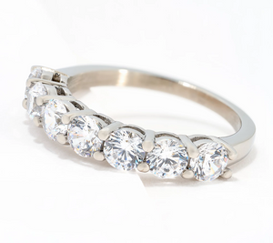 Steel by Diamonique Classic Half Eternity Band Ring, Size 9