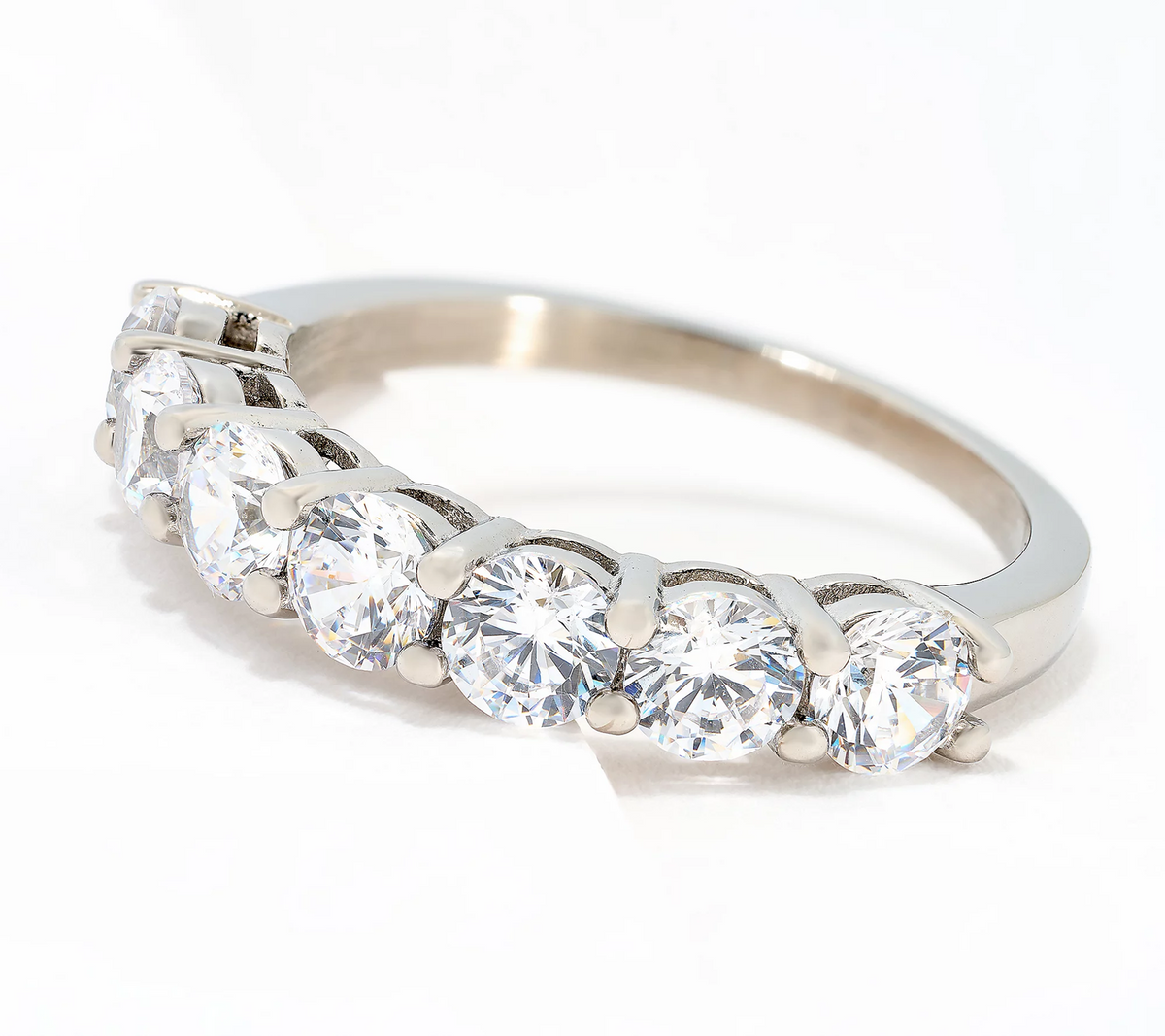 Steel by Diamonique Classic Half Eternity Band Ring, Size 9
