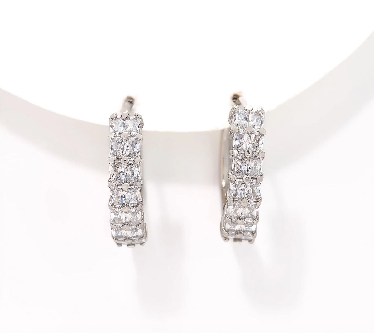 Steel by Diamonique Baguette Hoop Earring