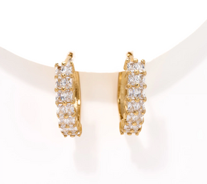 Steel by Diamonique Gold Clad Baguette Hoop Earring
