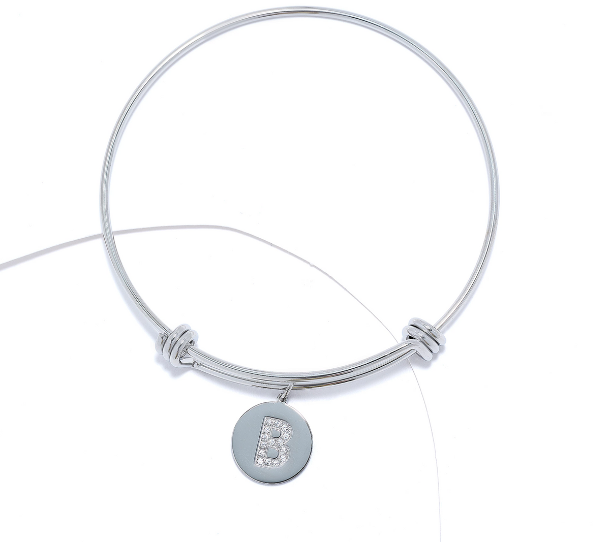 Steel by Diamonique Silvertone "B" Initial Bracelet, Small/Avg