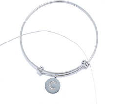 Steel by Diamonique Silver Tone "C" Initial Bracelet Avg/Large