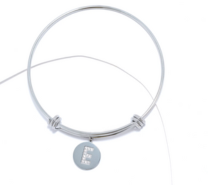 Steel by Diamonique Silver Tone "E" Initial Bracelet Avg/Large