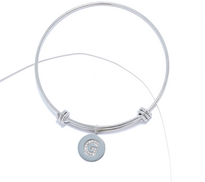 Steel by Diamonique Silvertone "G" Initial Bracelet, Average / Large