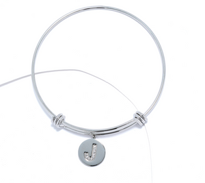 Steel by Diamonique Silver Tone "J" Initial Bracelet Avg/Large