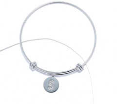 Steel by Diamonique Silver Tone "S" Initial Bracelet Avg /Large