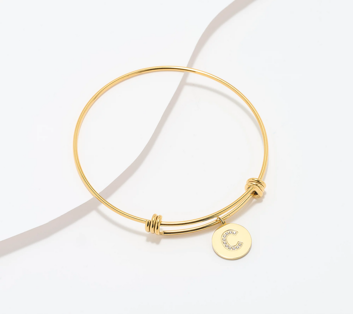 Steel by Diamonique Gold Tone "C" Initial Bracelet Small/Avg