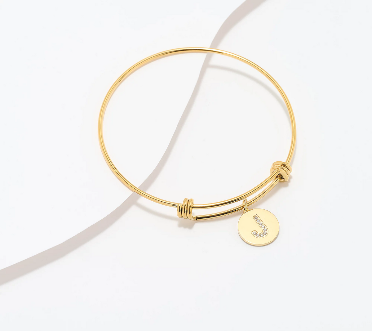 Steel by Diamonique Gold Tone "J" Initial Bracelet Small/Avg