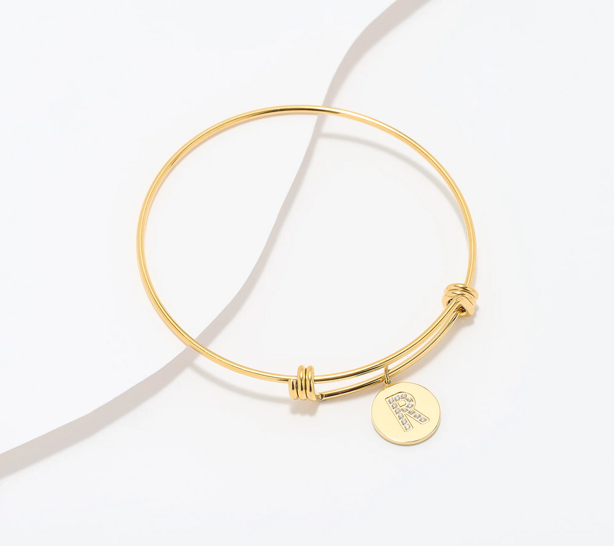 Steel by Diamonique Gold Tone "R" Initial Bracelet Avg/Large