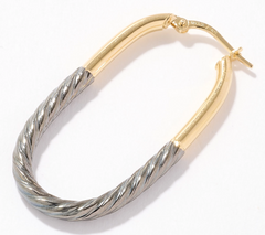 David Markstein Two Tone Yellow Black Bronze Debut Double Texture Hoop Earrings