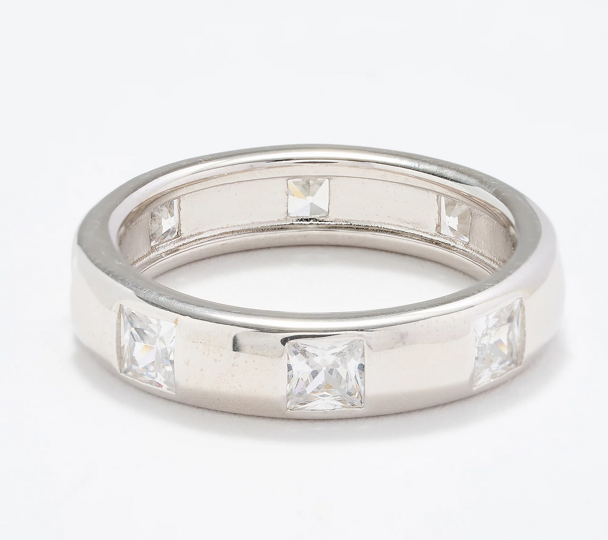 Diamonique Italia Sterling Silver Band Ring, Size 9