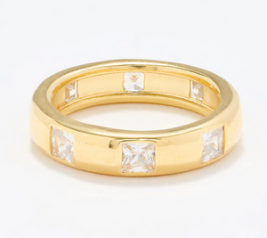 Diamonique Italia Gold Clad Sterling Silver Band Ring, Size 8