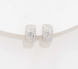 Diamonique Italia Sterling Silver Huggie Hoop Earrings
