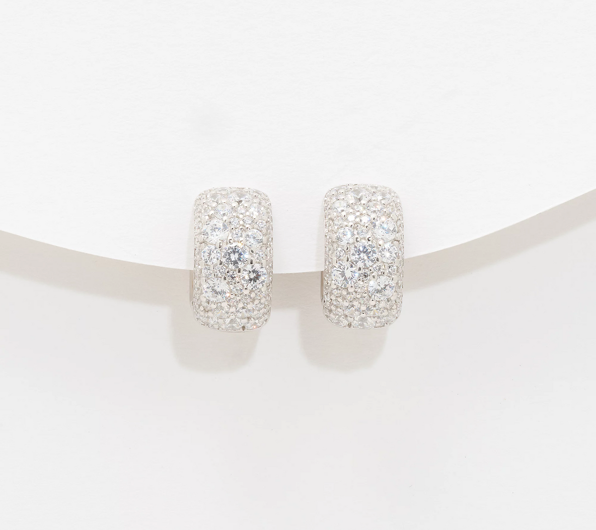 Diamonique Italia Sterling Silver Huggie Hoop Earrings