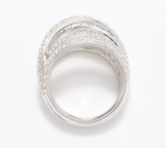 Diamonique Italia Sterling Silver Multi Layer Ring Size 11