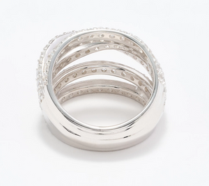 Diamonique Italia Sterling Silver Multi Layer Ring Size 11