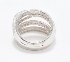Diamonique Italia Sterling Silver Multi Layer Ring Size 11