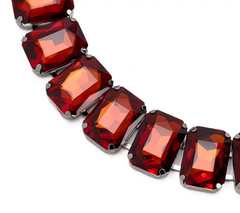 Carla Rockmore Collection Octagon Cut Jewel Amber Necklace 18"L