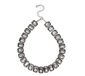 Carla Rockmore Collection Octagon Cut Jewel Charcoal Necklace 18"L