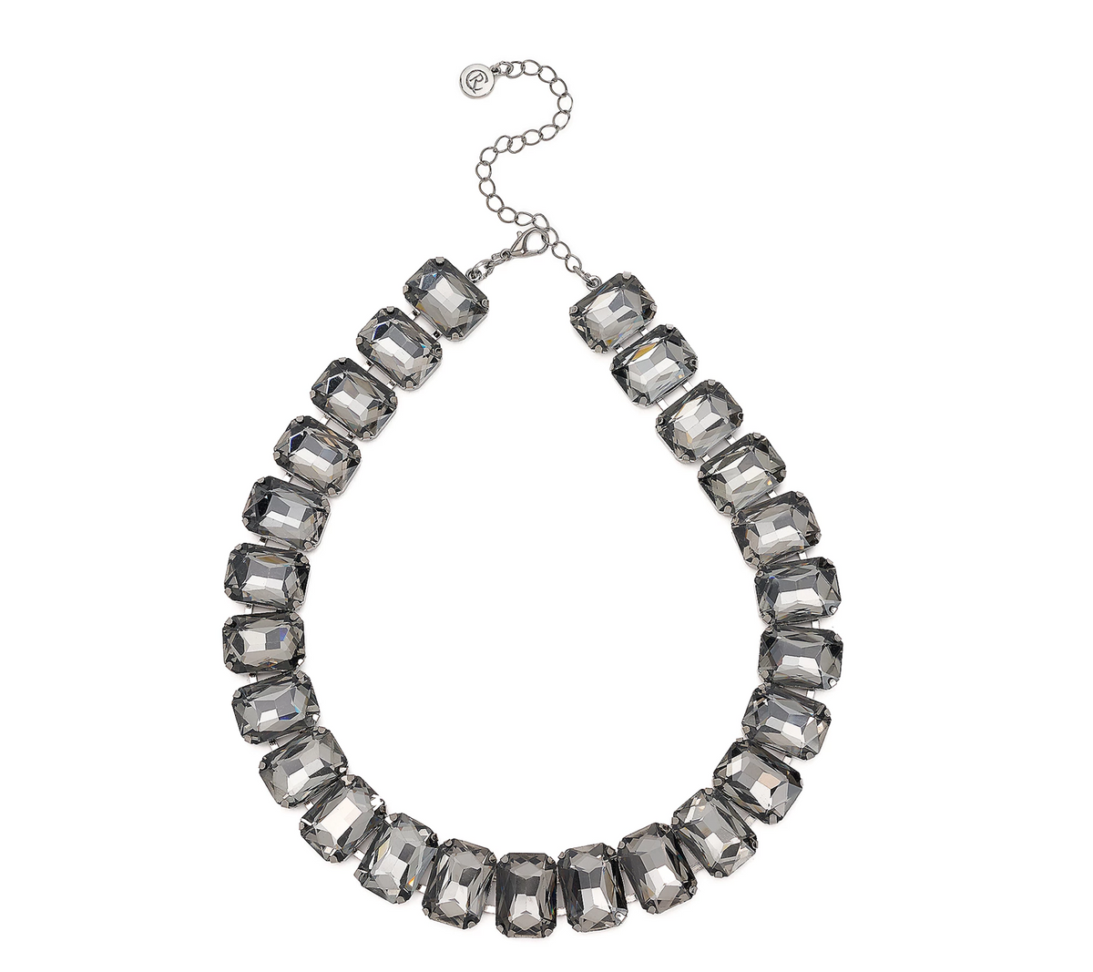 Carla Rockmore Collection Octagon Cut Jewel Charcoal Necklace 18"L