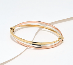 UltraFine 950 Silver Tri Color Triple Layer Stacked Bangles Avg