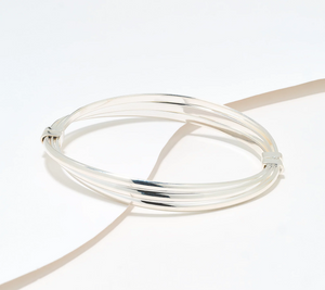 UltraFine 950 Silver Triple Layer Stacked Bangles Avg