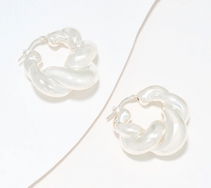 UltraFine 950 Silver Bold Twisted 1 1/8" Hoop Earrings