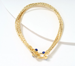 David Markstein Gold Tone Bronze Multi-Strand Omega Bracelet w/ Buckle Clasp Avg