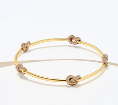 David Markstein Two Tone Mocha Bronze Dimensional Love Knot Slip on Bangle Small