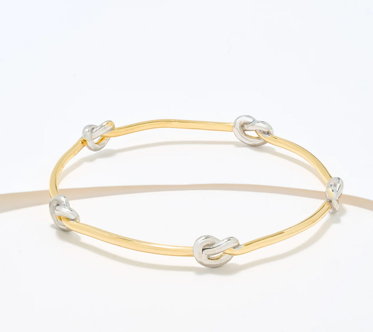 David Markstein Two Tone Yellow/White Bronze Dimensional Love Knot Slip on Bangle