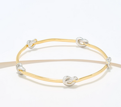 David Markstein Two Tone Yellow/White Bronze Dimensional Love Knot Slip on Bangle