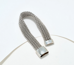 David Markstein Rhodium-Plated  Bronze Italian Tessuto Magnetic Bracelet Avg