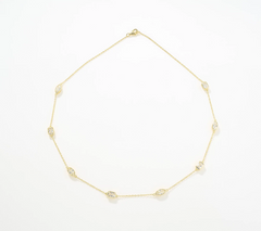 Diamonique Classics Gold Clad Sterling Silver Bezel Set Station Necklace