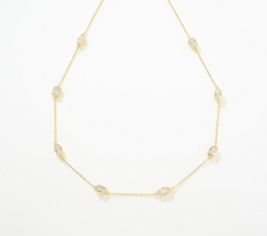 Diamonique Classics Gold Clad Sterling Silver Bezel Set Station Necklace