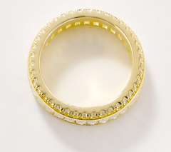 Diamonque Classics Gold Clad SS Baguette & Round Eternity Band Ring, Size 6