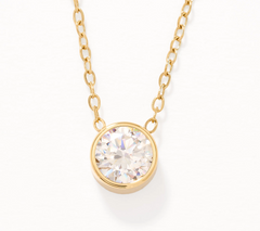Steel by Diamonique Gold Clad Bezel Set Solitaire Pendant