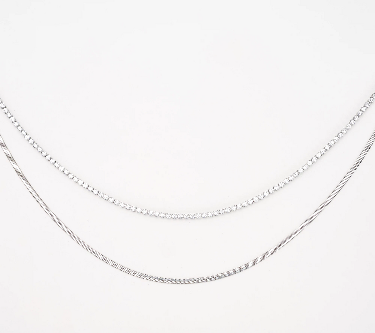 Steel by Diamonique Layered Necklace 18"