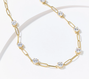 Steel by Diamonique Station & Link Gold Tone Necklace 18"L