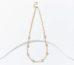 Steel by Diamonique Station & Link Gold Tone Necklace 18"L