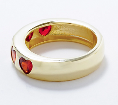 Diamonique x Melissa McGoff Sterling Silver Goldclad Heart Band Ring, Size 4