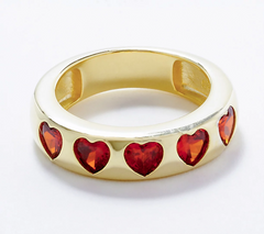 Diamonique x Melissa McGoff Sterling Silver Goldclad Heart Band Ring, Size 4