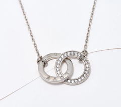 Diamonique Italia  Sterling Silver Interlocked Rings Love Necklace