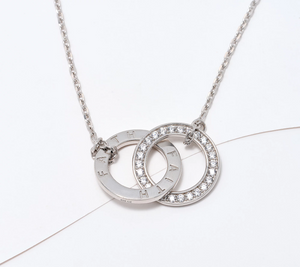 Diamonique Italia  Sterling Silver Interlocked Rings Faith Necklace