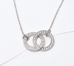 Diamonique Italia  Sterling Silver Interlocked Rings Faith Necklace