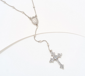 Diamonique Italia Sterling Silver Rosary Necklace