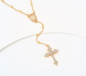 Diamonique Italia Sterling Silver Rosary Necklace