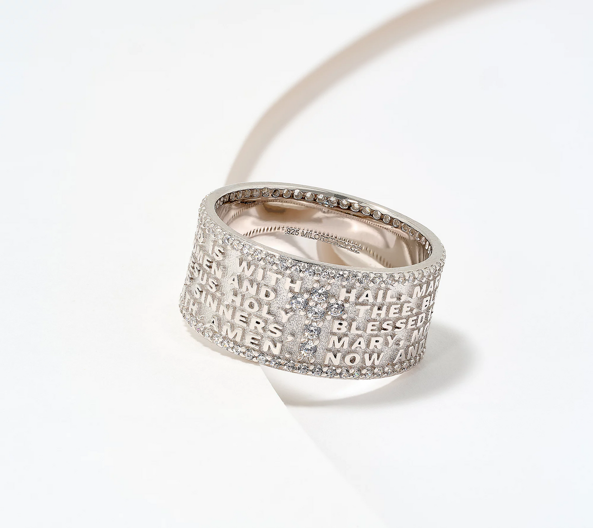 Diamonique Italia  Sterling Silver Prayer Band Ring, Size 9